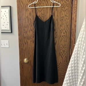 Black midi slip dress